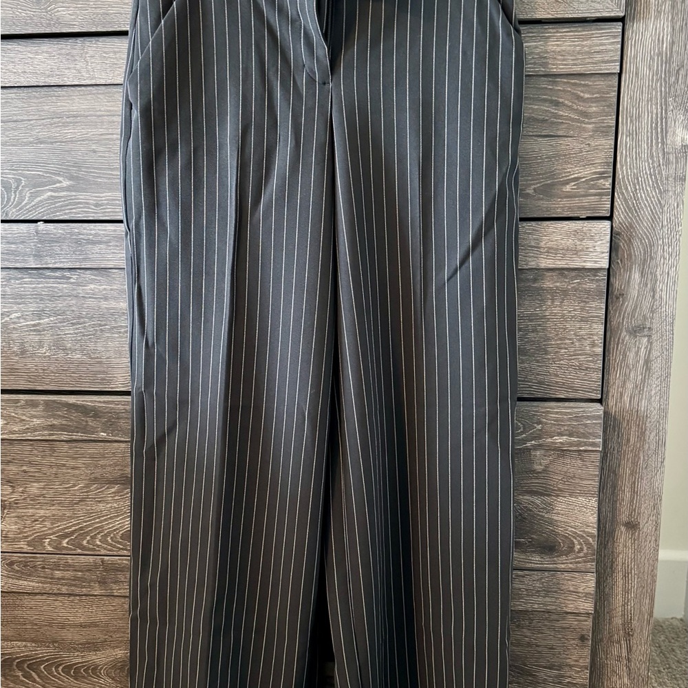 Express Women's Editor Studio Stretch Twill Mid Rise Pinstripe Trouser Pant
